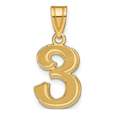 14K Yellow Gold Number 3 Pendant