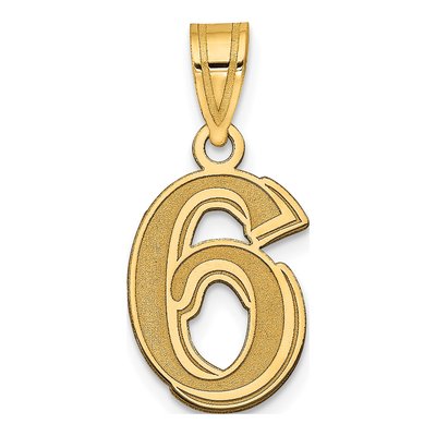 14K Yellow Gold Number 6 Pendant