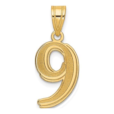 14K Yellow Gold Number 9 Pendant