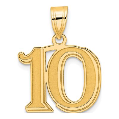 14K Yellow Gold Number 10 Pendant