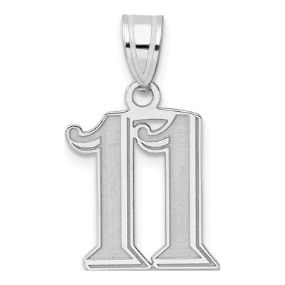 14K White Gold Number 11 Pendant