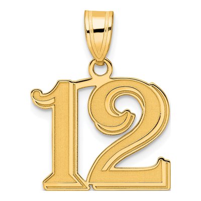 14K Yellow Gold Number 12 Pendant