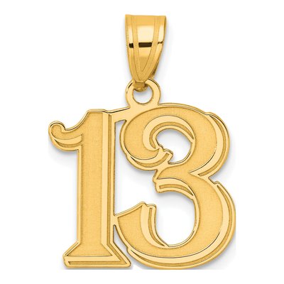 14K Yellow Gold Number 13 Pendant