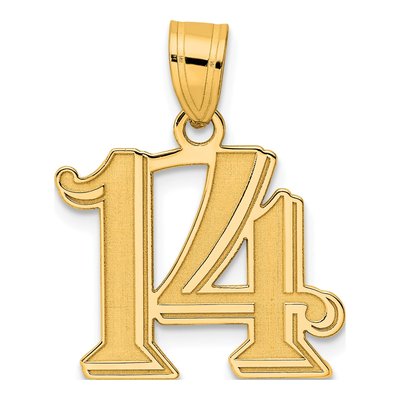 14K Yellow Gold Number 14 Pendant