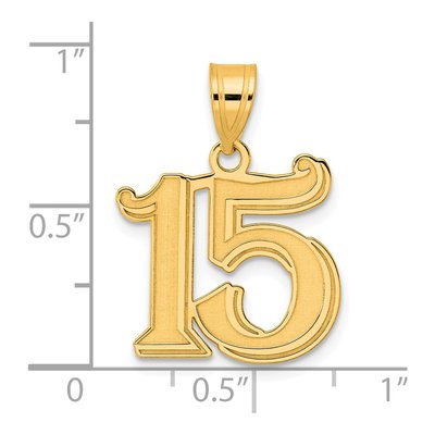 14K Yellow Gold Number 15 Pendant – view 5