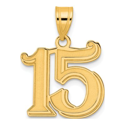 14K Yellow Gold Number 15 Pendant