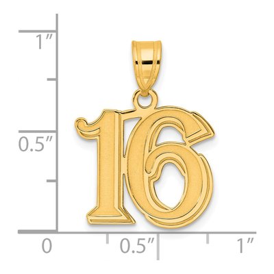 14K Yellow Gold Number 16 Pendant – view 5