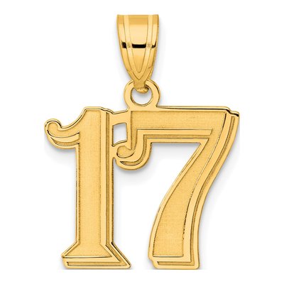 14K Yellow Gold Number 17 Pendant