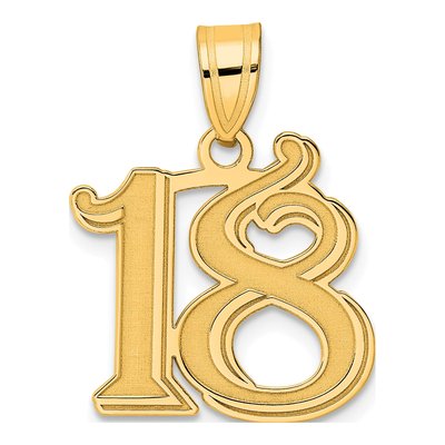 14K Yellow Gold Number 18 Pendant