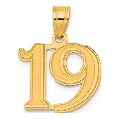 14K Yellow Gold Number 19 Pendant