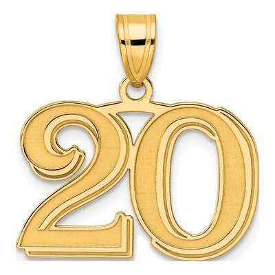 14K Yellow Gold Number 20 Pendant