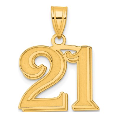 14K Yellow Gold Number 21 Pendant