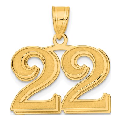 14K Yellow Gold Number 22 Pendant