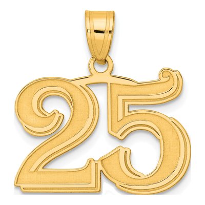 14K Yellow Gold Number 25 Pendant