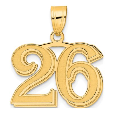 14K Yellow Gold Number 26 Pendant