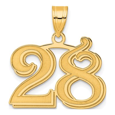 14K Yellow Gold Number 28 Pendant