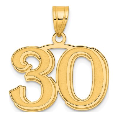 14K Yellow Gold Number 30 Pendant