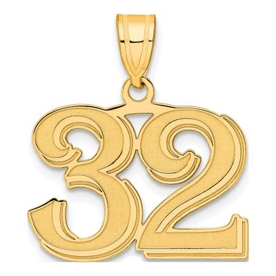 14K Yellow Gold Number 32 Pendant