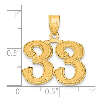 14K Yellow Gold Number 33 Pendant – view 5
