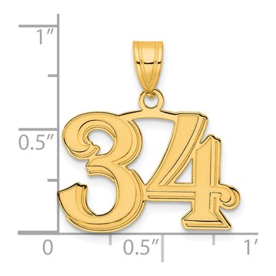 14K Yellow Gold Number 34 Pendant – view 5