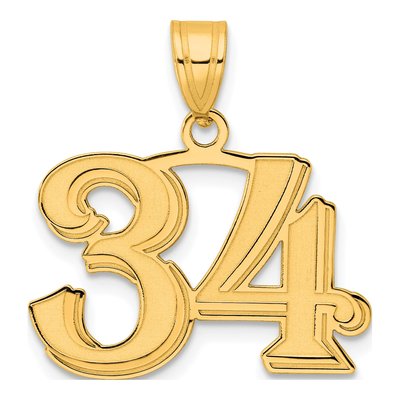14K Yellow Gold Number 34 Pendant