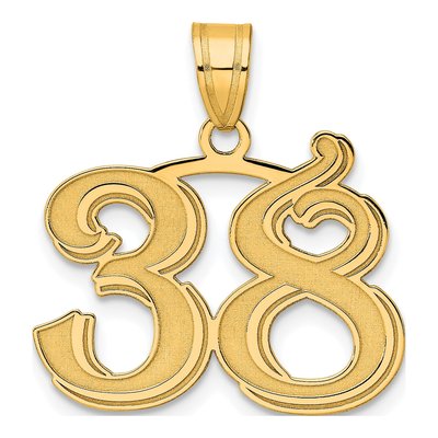 14K Yellow Gold Number 38 Pendant