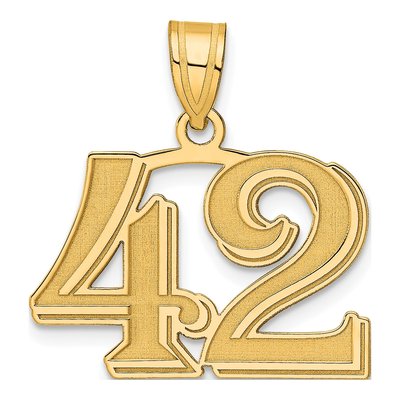 14K Yellow Gold Number 42 Pendant