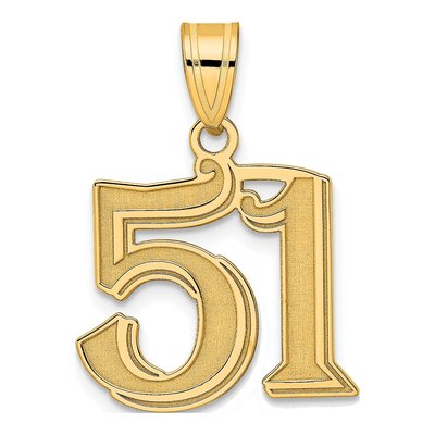 14K Yellow Gold Number 51 Pendant