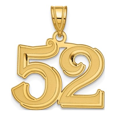 14K Yellow Gold Number 52 Pendant