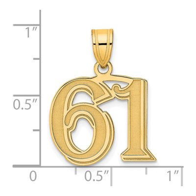 14K Yellow Gold Etched Number 61 Pendant – view 5