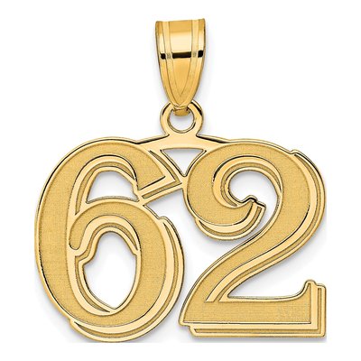 14K Yellow Gold Number 62 Pendant