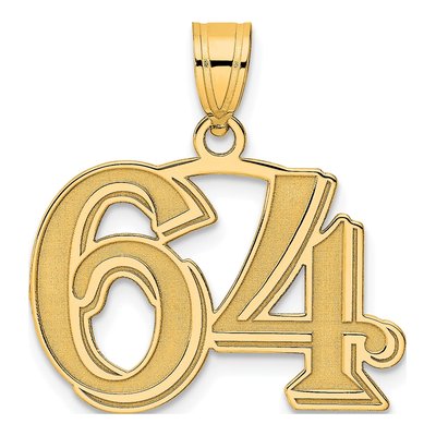 14K Yellow Gold Number 64 Pendant