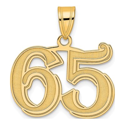 14K Yellow Gold Number 65 Pendant