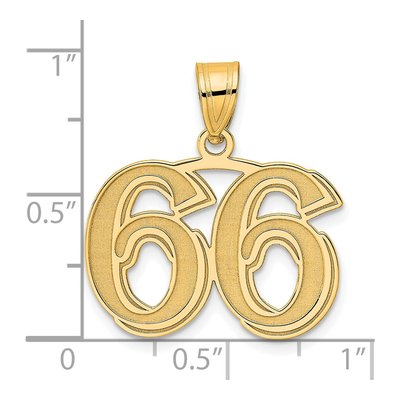 14K Yellow Gold Etched Number 66 Pendant – view 5