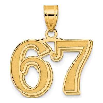 14K Yellow Gold Number 67 Pendant