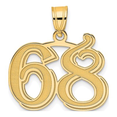 14K Yellow Gold Number 68 Pendant
