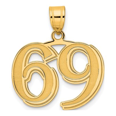 14K Yellow Gold Number 69 Pendant