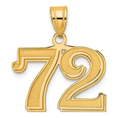 14K Yellow Gold Number 72 Pendant