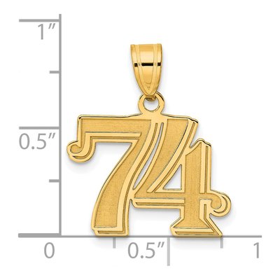 14K Yellow Gold Number 74 Pendant – view 5