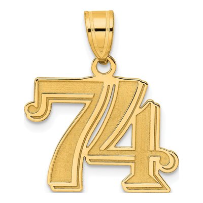 14K Yellow Gold Number 74 Pendant