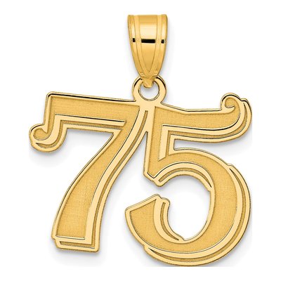 14K Yellow Gold Number 75 Pendant