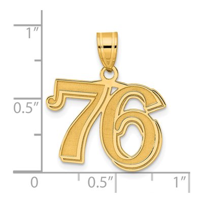 14K Yellow Gold Etched Number 76 Pendant – view 5