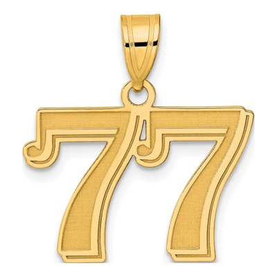 14K Yellow Gold Number 77 Pendant