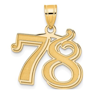 14K Yellow Gold Number 78 Pendant