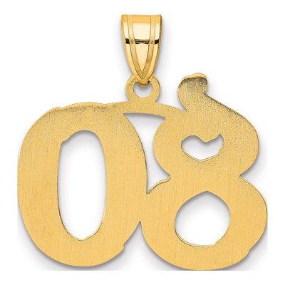 14K Yellow Gold Etched Number 80 Pendant – view 4