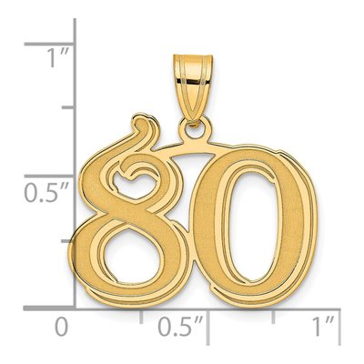 14K Yellow Gold Etched Number 80 Pendant – view 5