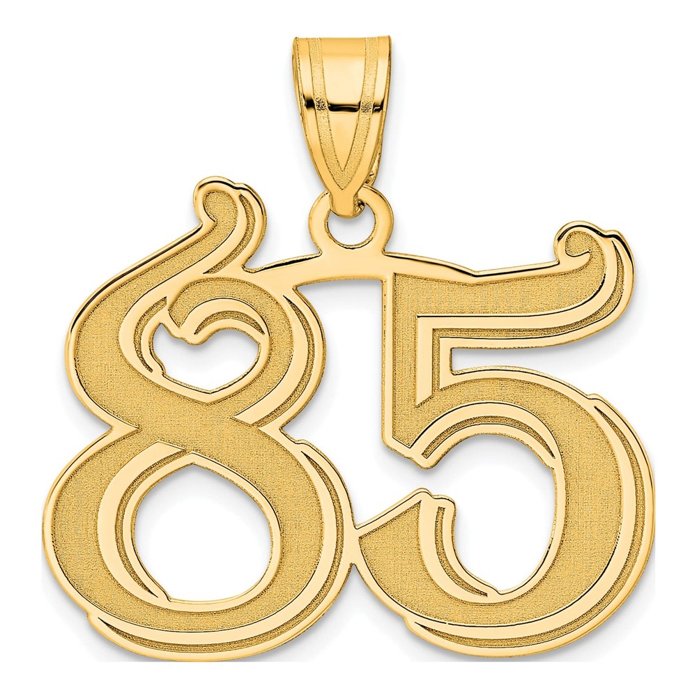 14K Yellow Gold Etched Number 85 Pendant