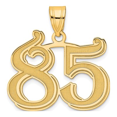 14K Yellow Gold Etched Number 85 Pendant