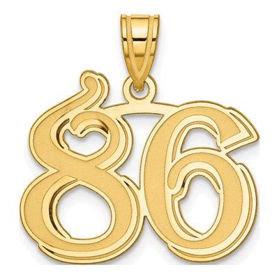 14K Yellow Gold Number 86 Pendant