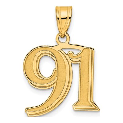 14K Yellow Gold Number 91 Pendant